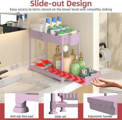 4-Pack 2-Tier Under Sink Organizer with Pull Out Drawers