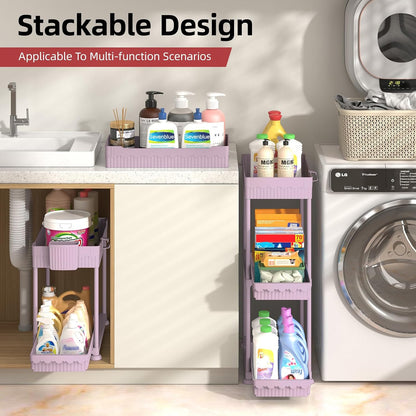 4-Pack 2-Tier Under Sink Organizer with Pull Out Drawers