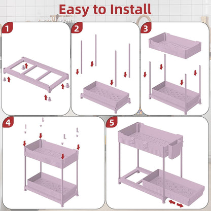 4-Pack 2-Tier Under Sink Organizer with Pull Out Drawers