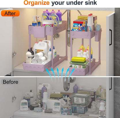 4-Pack 2-Tier Under Sink Organizer with Pull Out Drawers