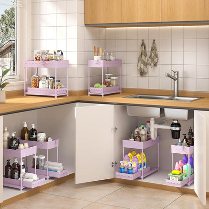 4-Pack 2-Tier Under Sink Organizer with Pull Out Drawers