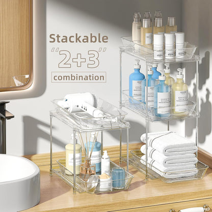 4-Pack 2-Tier Under Sink Organizer with Pull Out Drawers