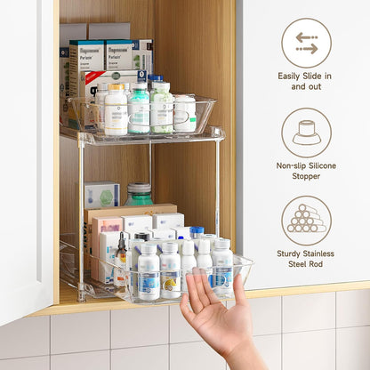 4-Pack 2-Tier Under Sink Organizer with Pull Out Drawers