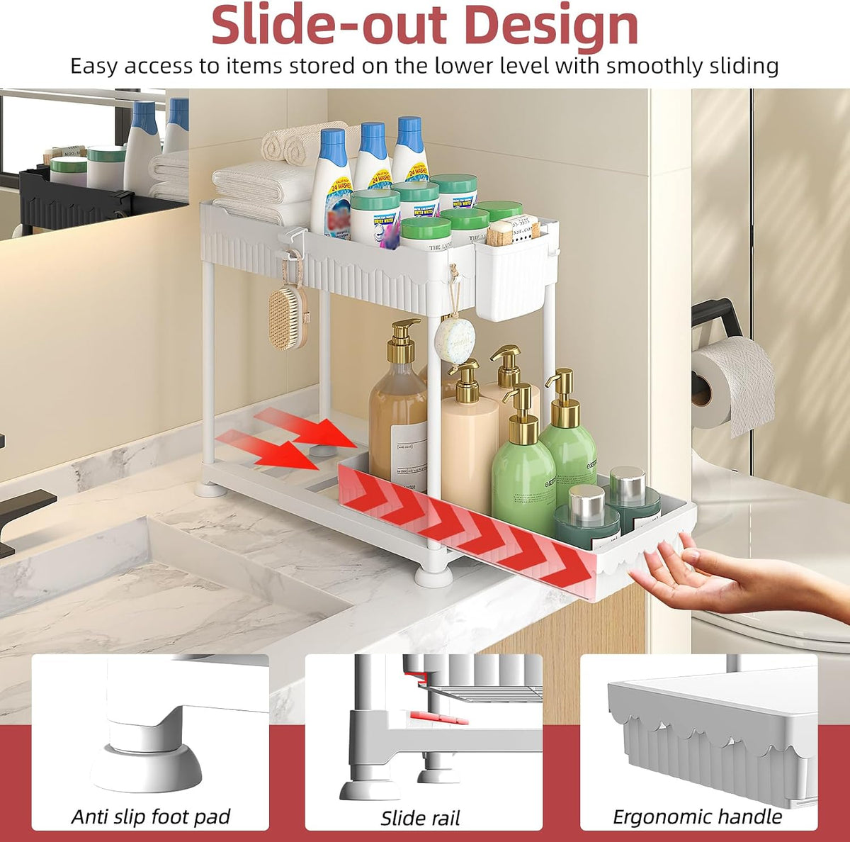 4-Pack 2-Tier Under Sink Organizer with Pull Out Drawers