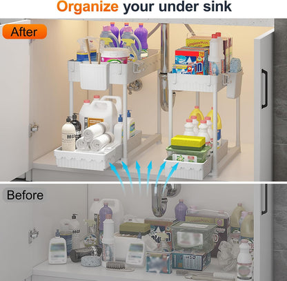 4-Pack 2-Tier Under Sink Organizer with Pull Out Drawers