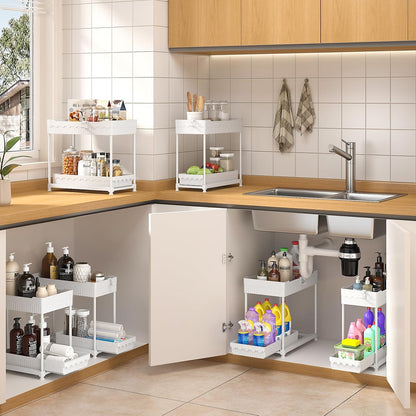 4-Pack 2-Tier Under Sink Organizer with Pull Out Drawers