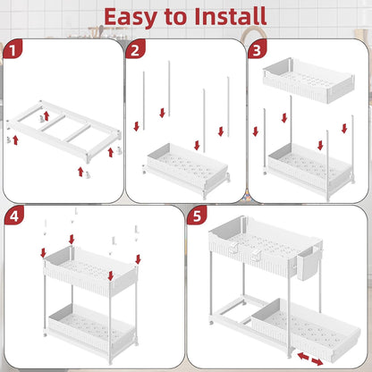 4-Pack 2-Tier Under Sink Organizer with Pull Out Drawers