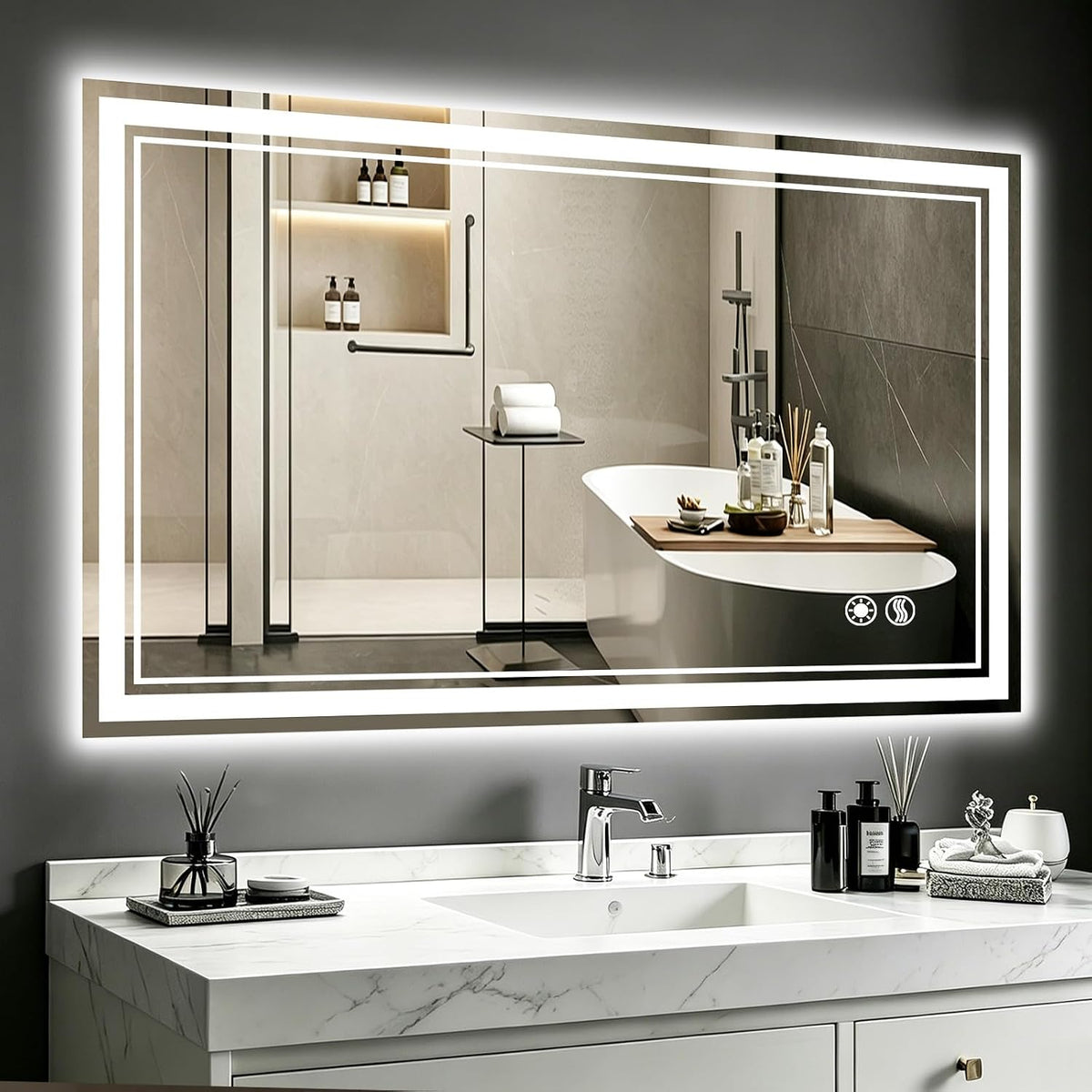 48 x 28'' LED Mirror for Bathroom, Bathroom Mirror with LED Lights
