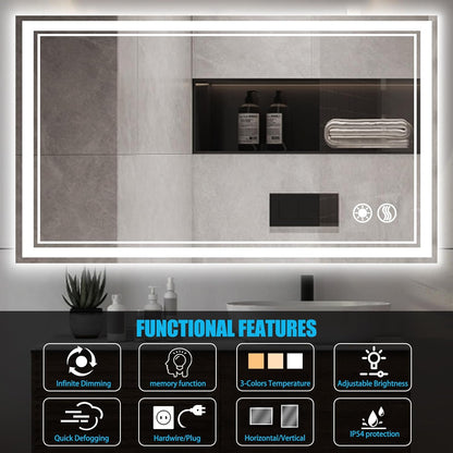48 x 28'' LED Mirror for Bathroom, Bathroom Mirror with LED Lights
