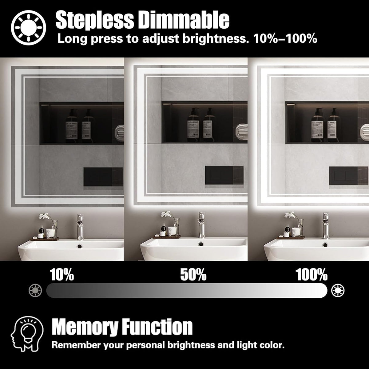 48 x 28'' LED Mirror for Bathroom, Bathroom Mirror with LED Lights
