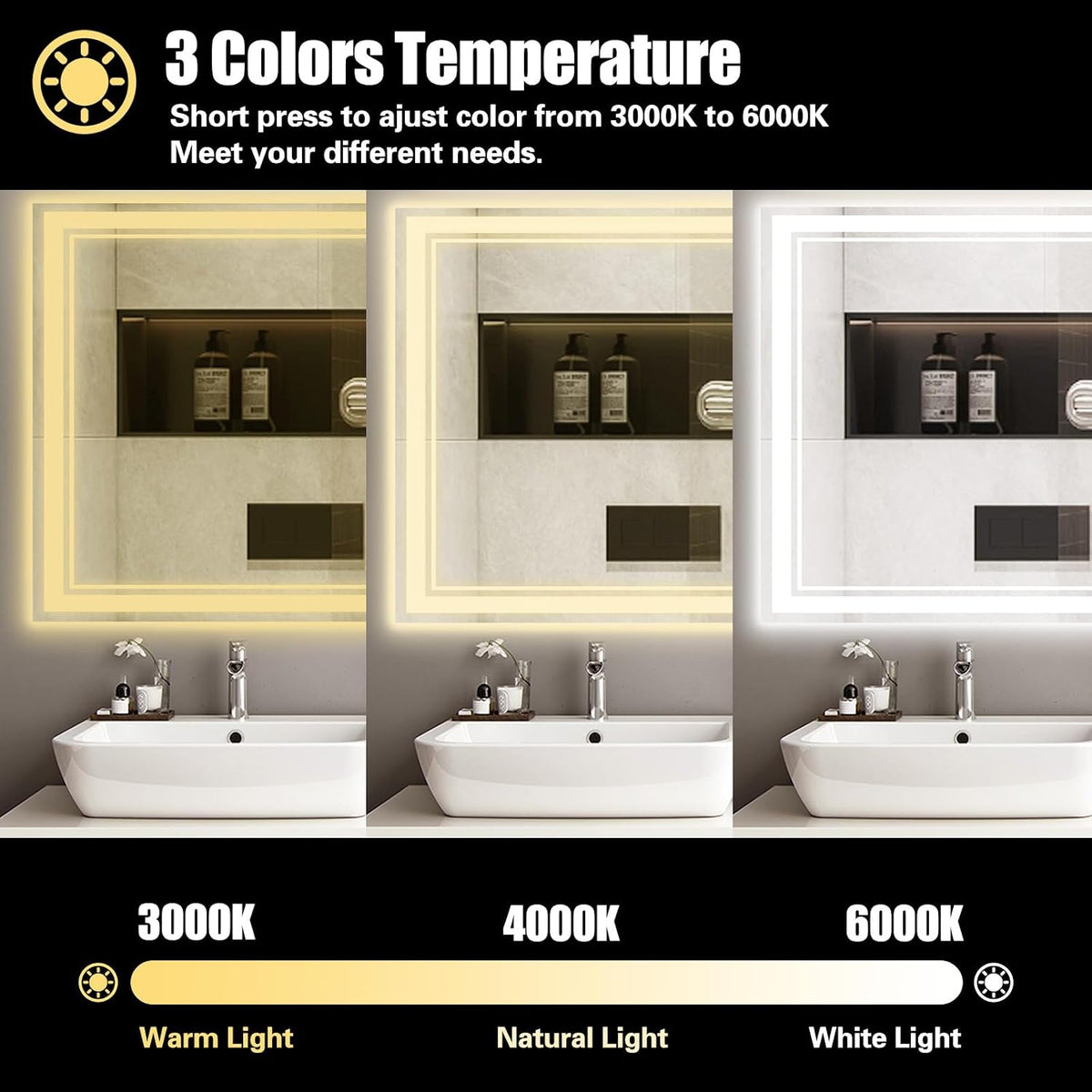 48 x 28'' LED Mirror for Bathroom, Bathroom Mirror with LED Lights