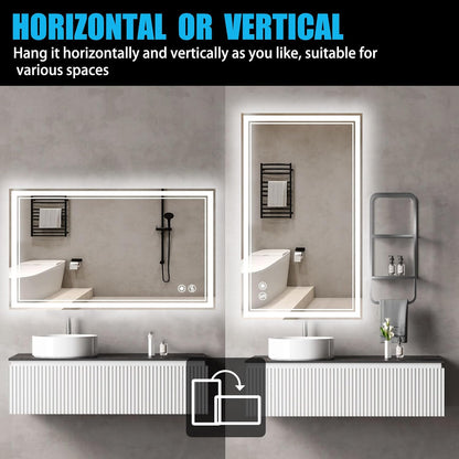 48 x 28'' LED Mirror for Bathroom, Bathroom Mirror with LED Lights
