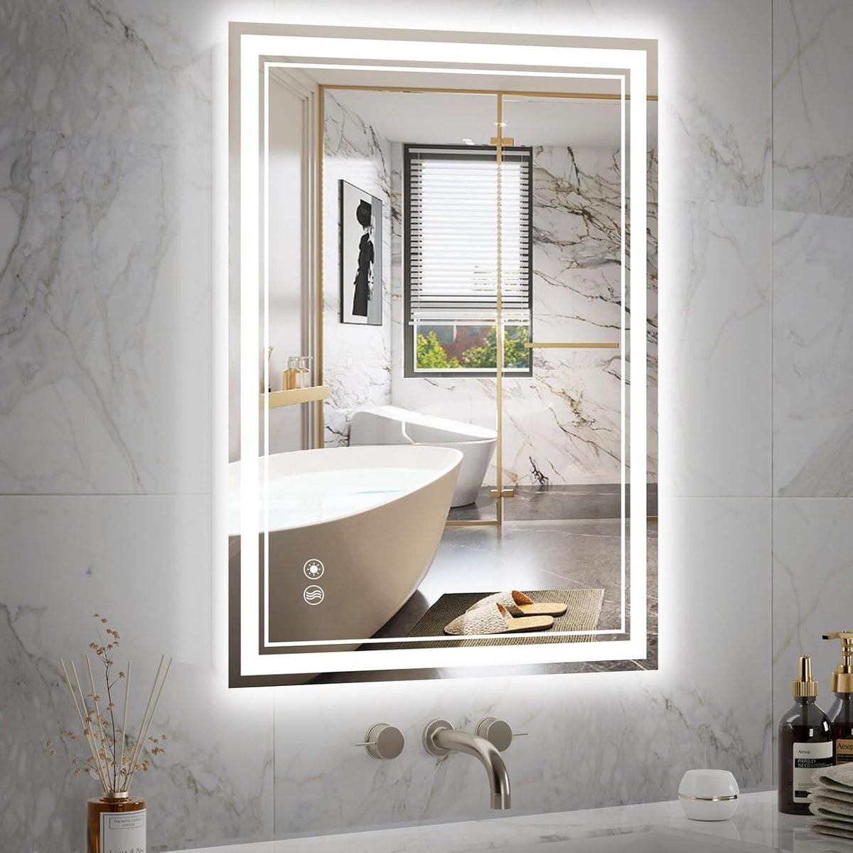 48 x 28'' LED Mirror for Bathroom, Bathroom Mirror with LED Lights