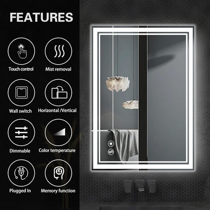 48 x 28'' LED Mirror for Bathroom, Bathroom Mirror with LED Lights