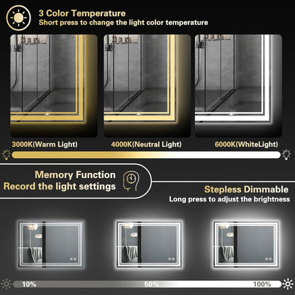 48 x 28'' LED Mirror for Bathroom, Bathroom Mirror with LED Lights