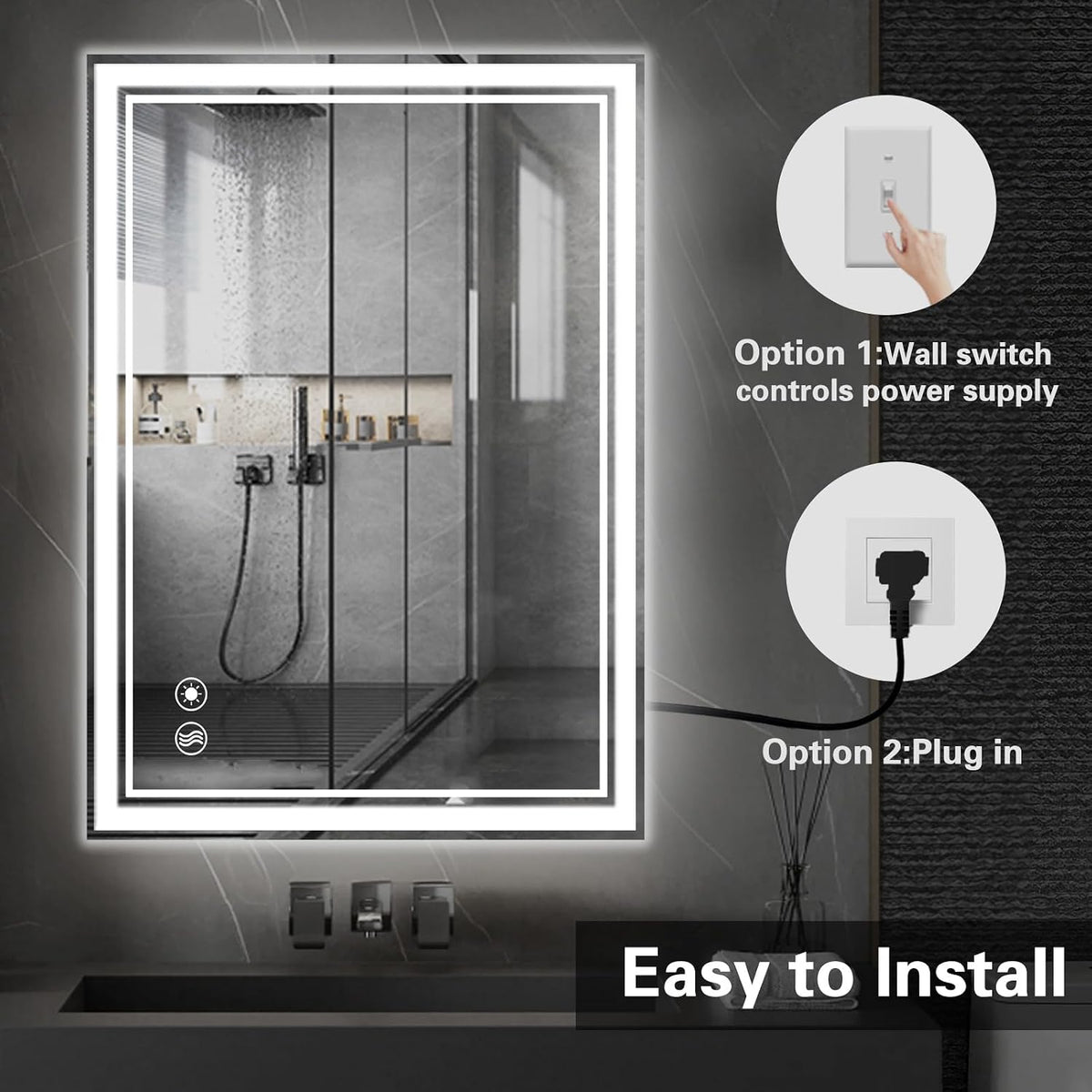 48 x 28'' LED Mirror for Bathroom, Bathroom Mirror with LED Lights