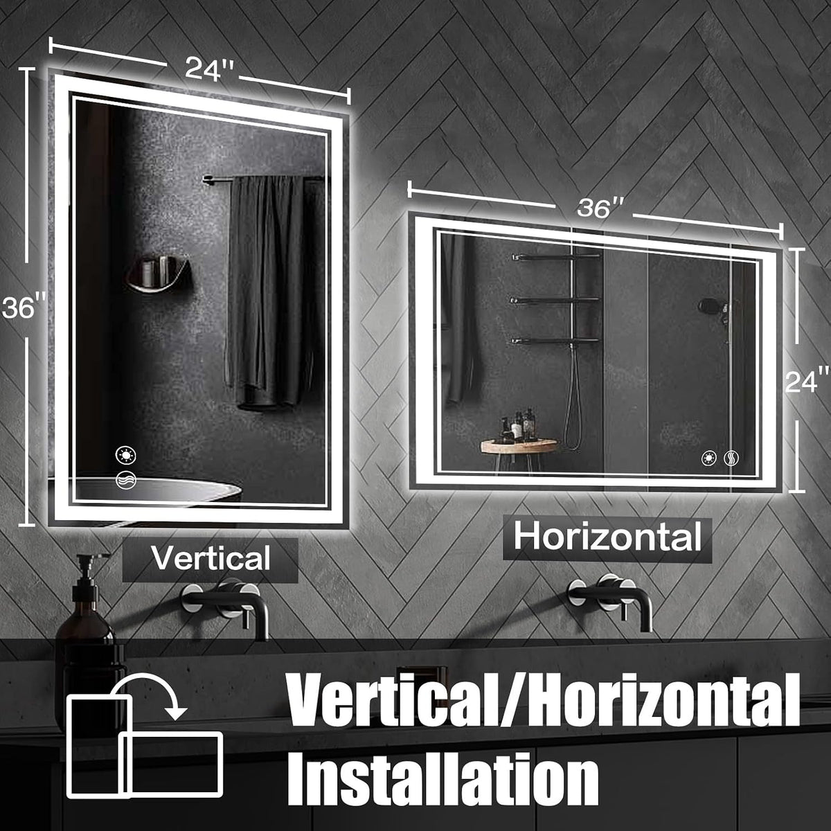 48 x 28'' LED Mirror for Bathroom, Bathroom Mirror with LED Lights