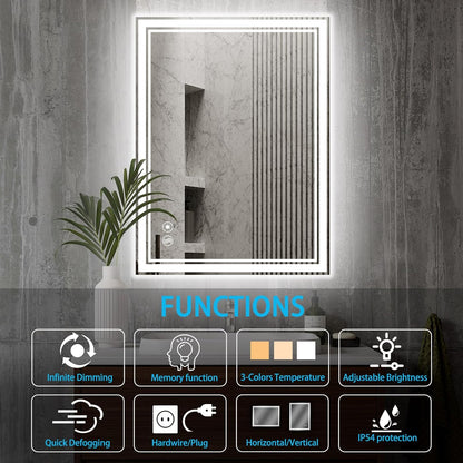 48 x 28'' LED Mirror for Bathroom, Bathroom Mirror with LED Lights