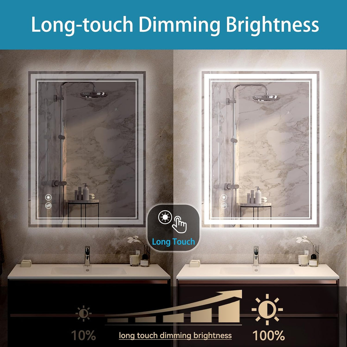 48 x 28'' LED Mirror for Bathroom, Bathroom Mirror with LED Lights