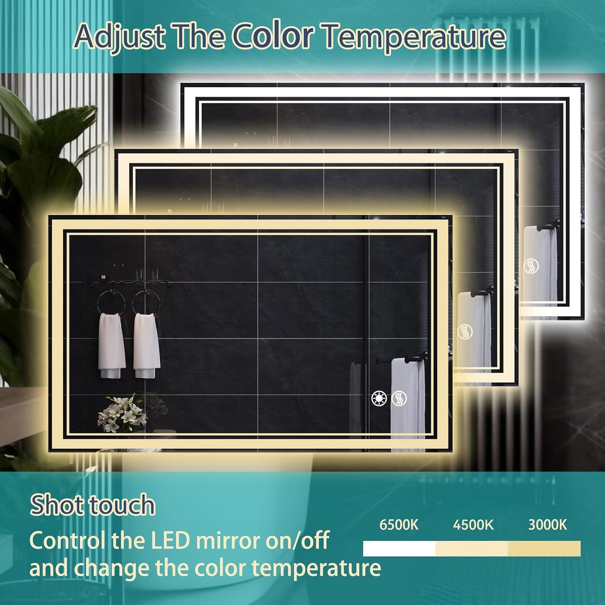 48 x 28'' LED Mirror for Bathroom, Bathroom Mirror with LED Lights