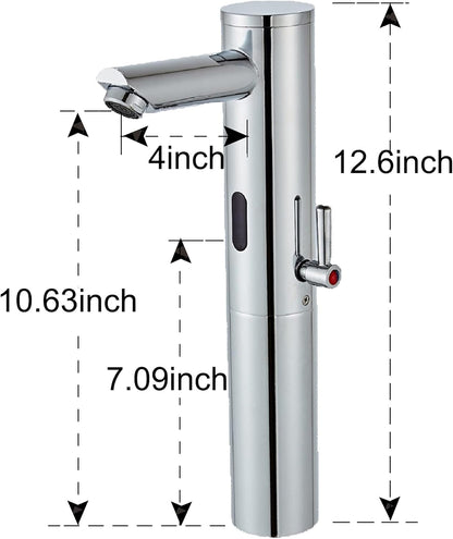 Automatic Touchless Bathroom Sink Faucet Motion Activated Sensor | 1 Hole,Brass,Chrome,Adjustable Cold Hot Single Handle,Hands Free,Auto,Infrared,Commercial,Water Mixer,Basin,Vanity