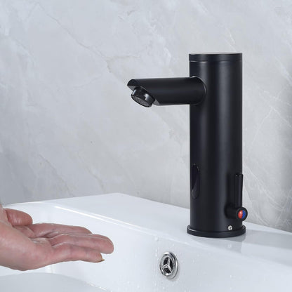 Automatic Touchless Bathroom Sink Faucet Motion Activated Sensor | 1 Hole,Brass,Chrome,Adjustable Cold Hot Single Handle,Hands Free,Auto,Infrared,Commercial,Water Mixer,Basin,Vanity