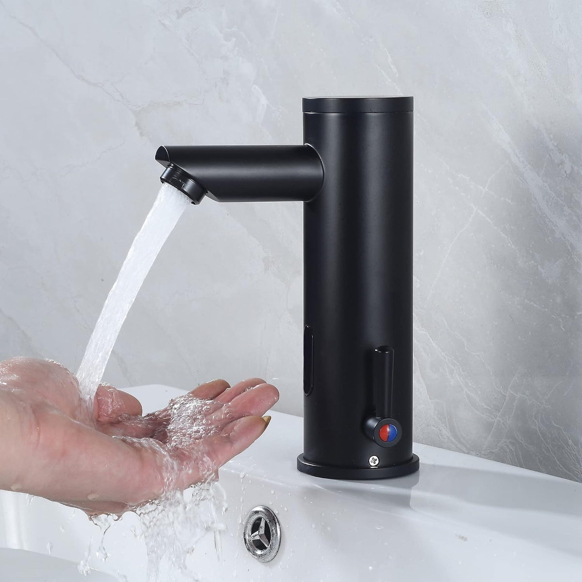 Automatic Touchless Bathroom Sink Faucet Motion Activated Sensor | 1 Hole,Brass,Chrome,Adjustable Cold Hot Single Handle,Hands Free,Auto,Infrared,Commercial,Water Mixer,Basin,Vanity
