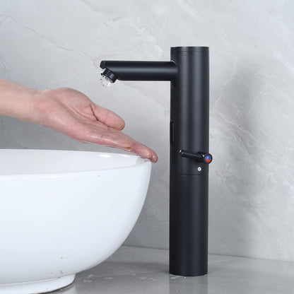 Automatic Touchless Bathroom Sink Faucet Motion Activated Sensor | 1 Hole,Brass,Chrome,Adjustable Cold Hot Single Handle,Hands Free,Auto,Infrared,Commercial,Water Mixer,Basin,Vanity
