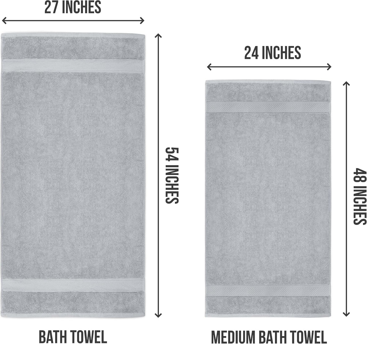Medium Bath Towels, 24x48 in, 500 GSM Cotton, White | Highly Absorbent, Quick-Drying, Ideal for Hotel, Spa & Home Bathroom