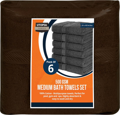 Medium Bath Towels, 24x48 in, 500 GSM Cotton, White | Highly Absorbent, Quick-Drying, Ideal for Hotel, Spa & Home Bathroom