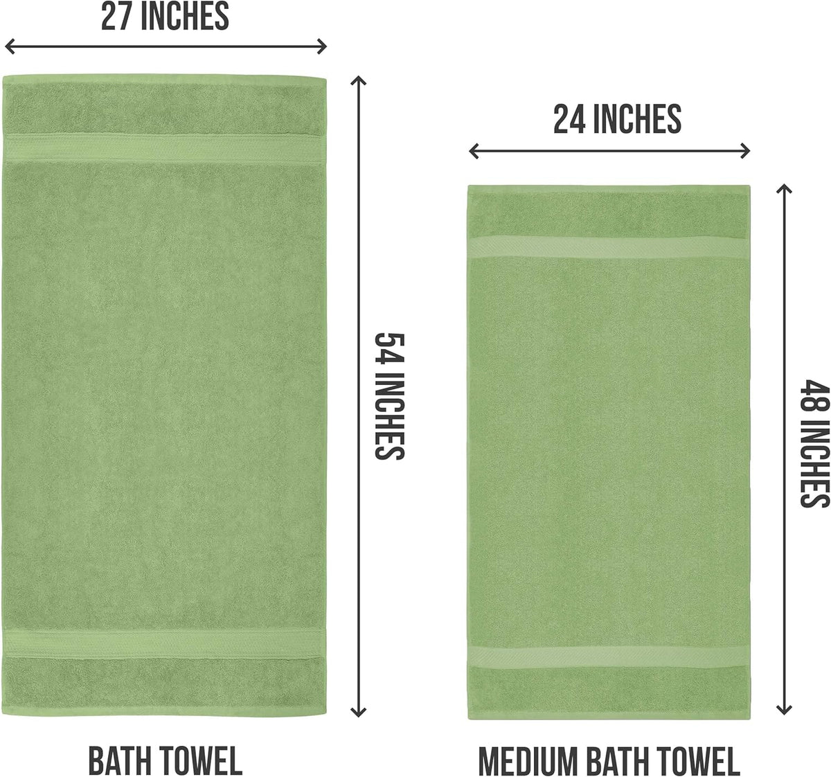 Medium Bath Towels, 24x48 in, 500 GSM Cotton, White | Highly Absorbent, Quick-Drying, Ideal for Hotel, Spa & Home Bathroom