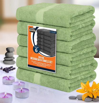 Medium Bath Towels, 24x48 in, 500 GSM Cotton, White | Highly Absorbent, Quick-Drying, Ideal for Hotel, Spa & Home Bathroom
