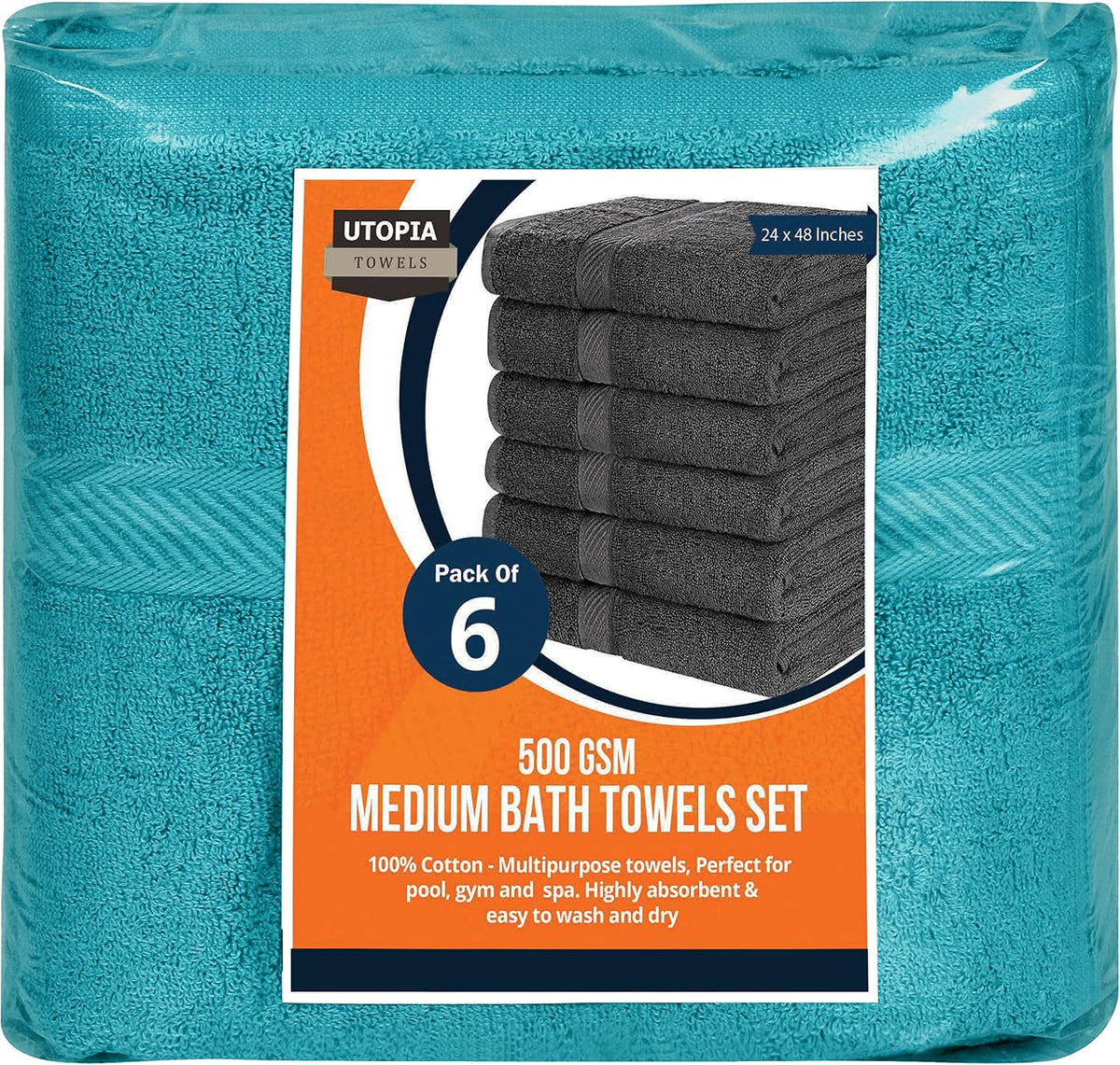 Medium Bath Towels, 24x48 in, 500 GSM Cotton, White | Highly Absorbent, Quick-Drying, Ideal for Hotel, Spa & Home Bathroom
