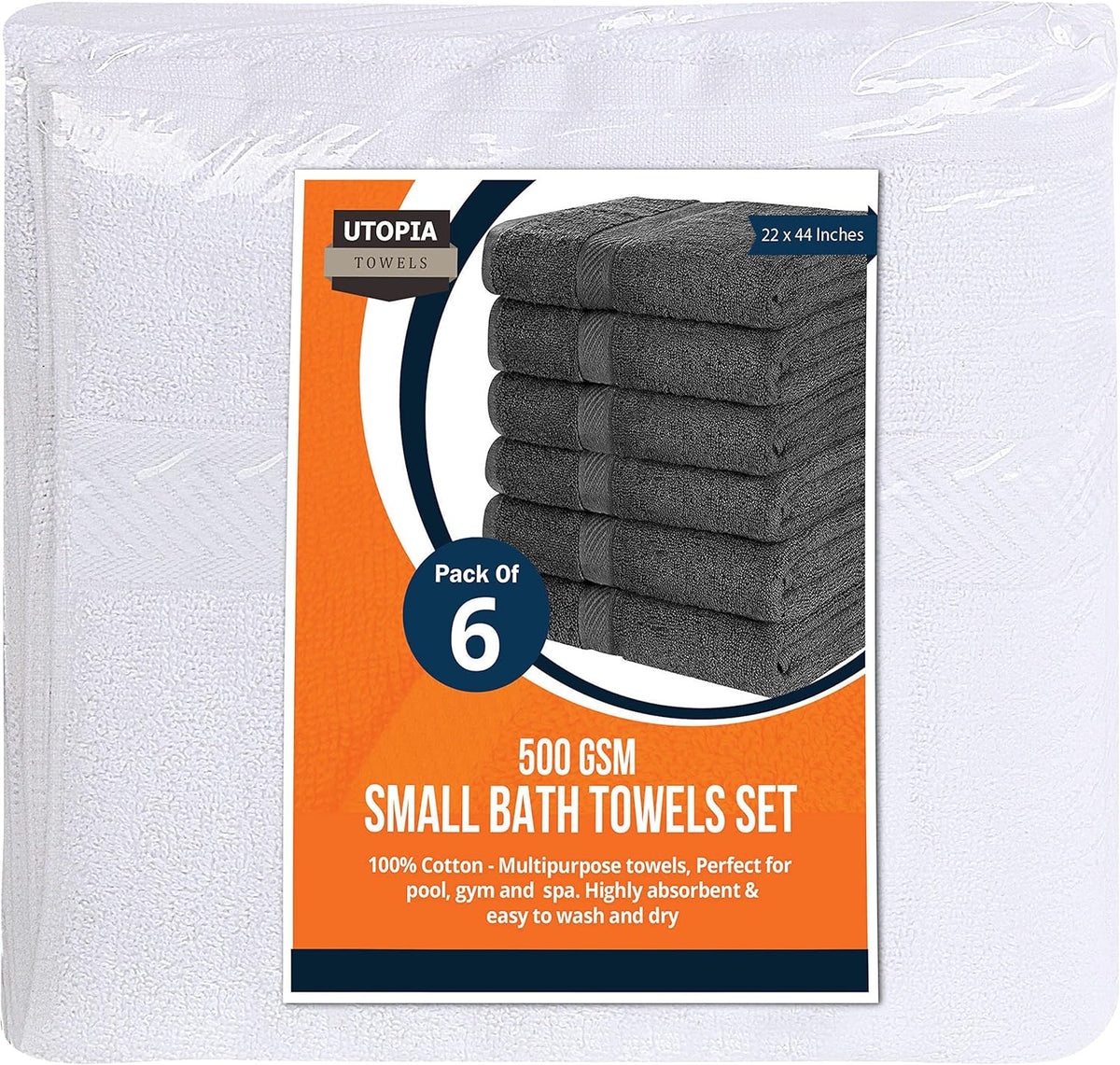 Medium Bath Towels, 24x48 in, 500 GSM Cotton, White | Highly Absorbent, Quick-Drying, Ideal for Hotel, Spa & Home Bathroom