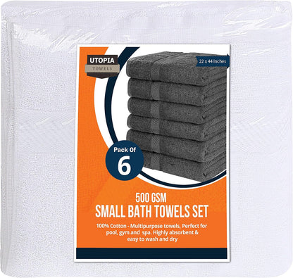 Medium Bath Towels, 24x48 in, 500 GSM Cotton, White | Highly Absorbent, Quick-Drying, Ideal for Hotel, Spa & Home Bathroom