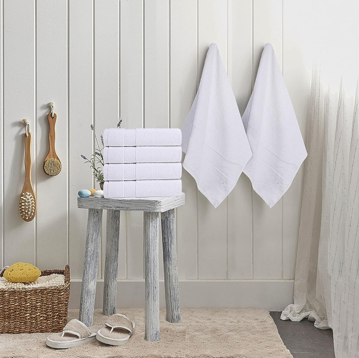 Medium Bath Towels, 24x48 in, 500 GSM Cotton, White | Highly Absorbent, Quick-Drying, Ideal for Hotel, Spa & Home Bathroom