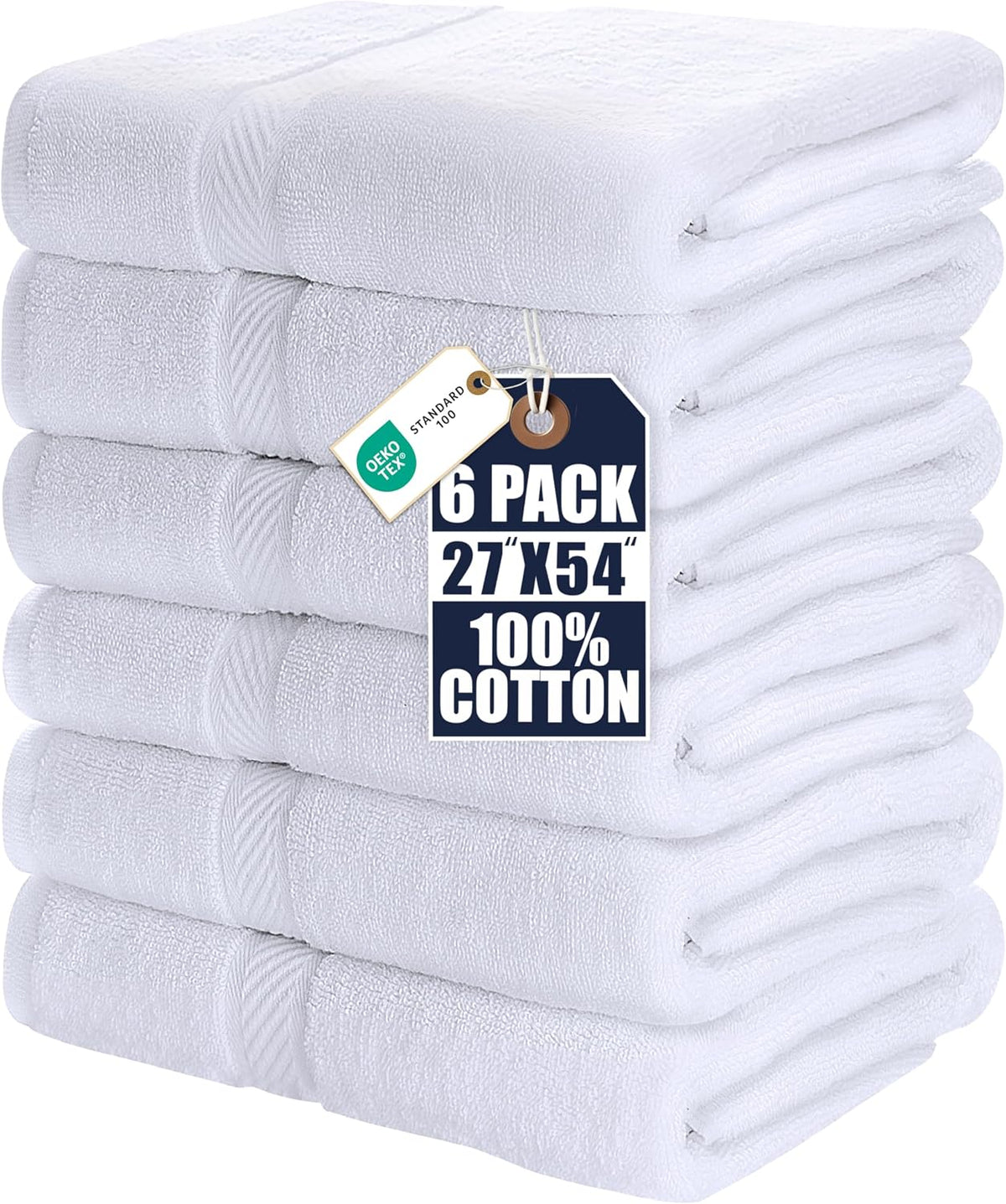 Medium Bath Towels, 24x48 in, 500 GSM Cotton, White | Highly Absorbent, Quick-Drying, Ideal for Hotel, Spa & Home Bathroom