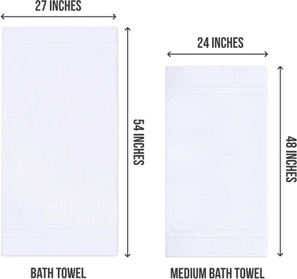 Medium Bath Towels, 24x48 in, 500 GSM Cotton, White | Highly Absorbent, Quick-Drying, Ideal for Hotel, Spa & Home Bathroom