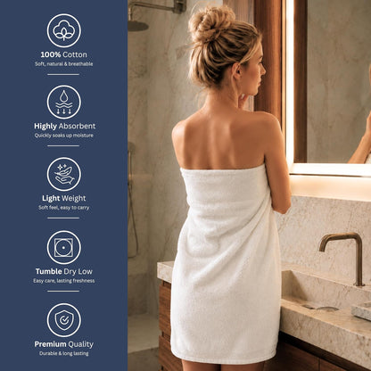 Medium Bath Towels, 24x48 in, 500 GSM Cotton, White | Highly Absorbent, Quick-Drying, Ideal for Hotel, Spa & Home Bathroom