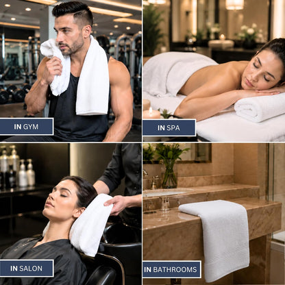 Medium Bath Towels, 24x48 in, 500 GSM Cotton, White | Highly Absorbent, Quick-Drying, Ideal for Hotel, Spa & Home Bathroom