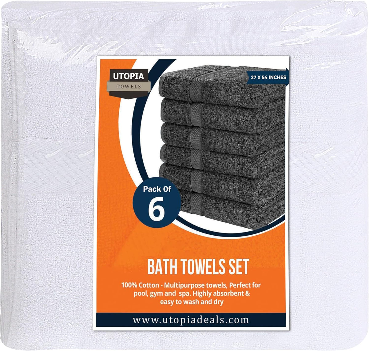 Medium Bath Towels, 24x48 in, 500 GSM Cotton, White | Highly Absorbent, Quick-Drying, Ideal for Hotel, Spa & Home Bathroom
