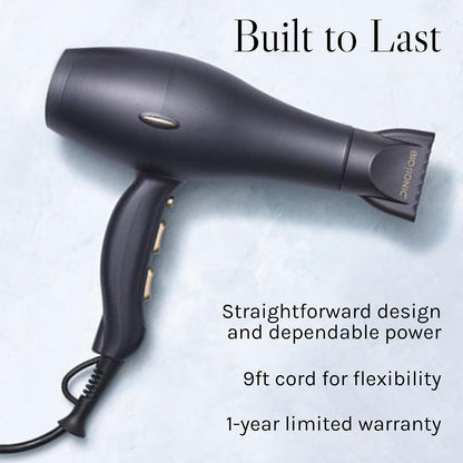 Bio Ionic GoldPro Hair Dryer, Blue, Moisturizing Heat Technology & 24K Gold MX, Ultra-Powerful 1875W AC Motor, Lightweight Blow Dryer with Ergonomic Handle, Multi-Speed Settings