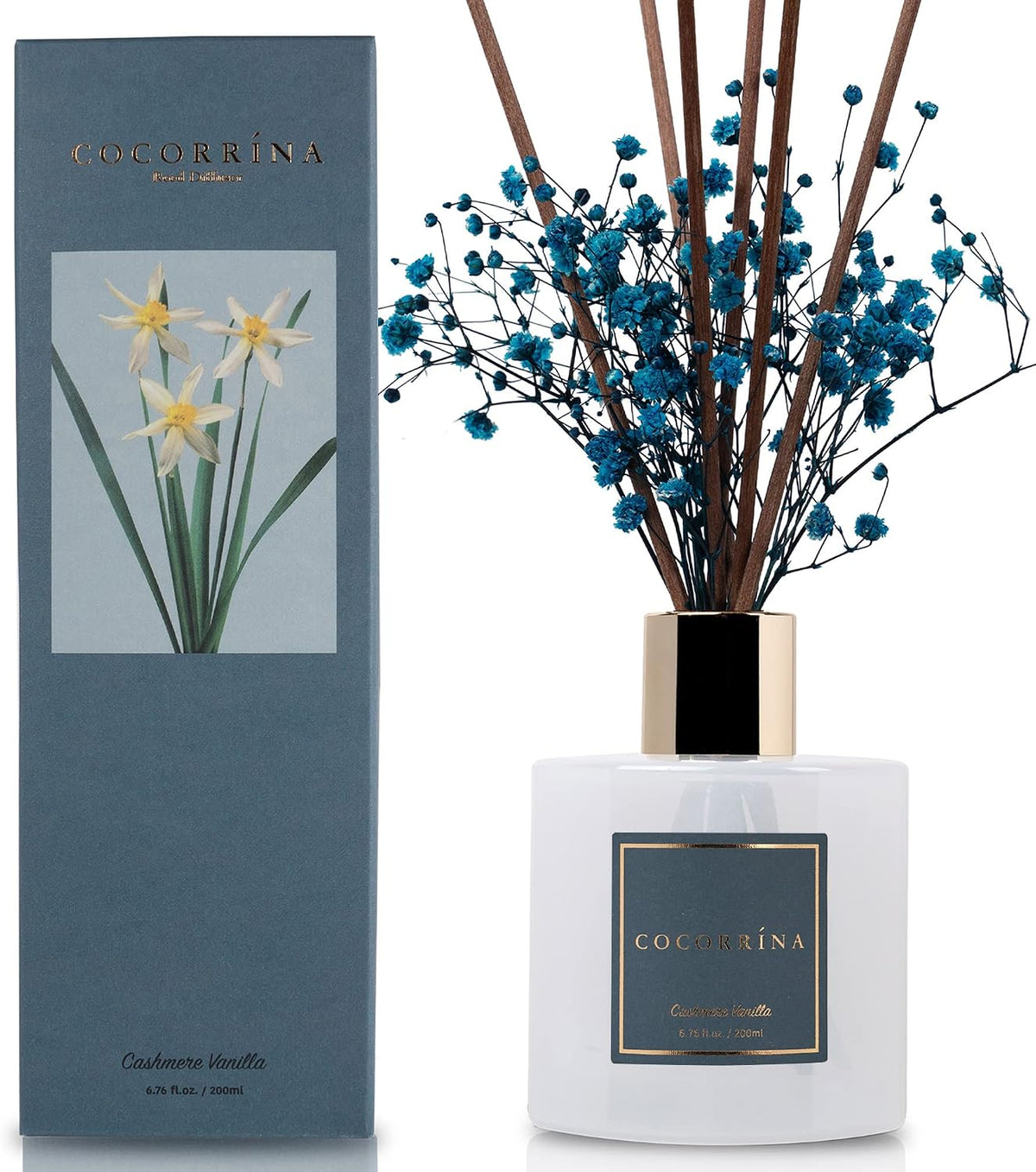 Reed Diffuser - Cashmere Vanilla 6.7 fl oz Reed Diffuser for Bedroom Bathroom Home Décor