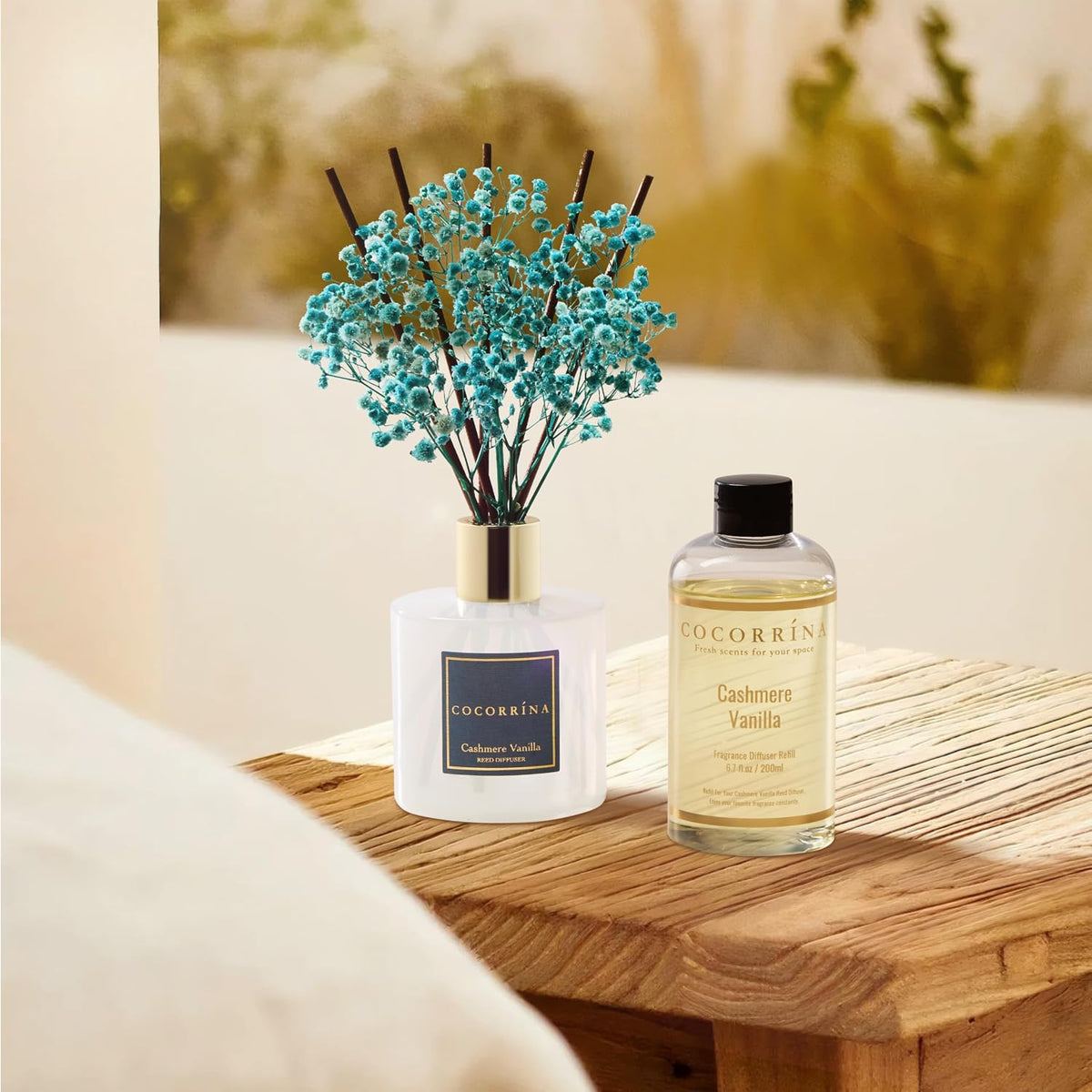 Reed Diffuser - Cashmere Vanilla 6.7 fl oz Reed Diffuser for Bedroom Bathroom Home Décor