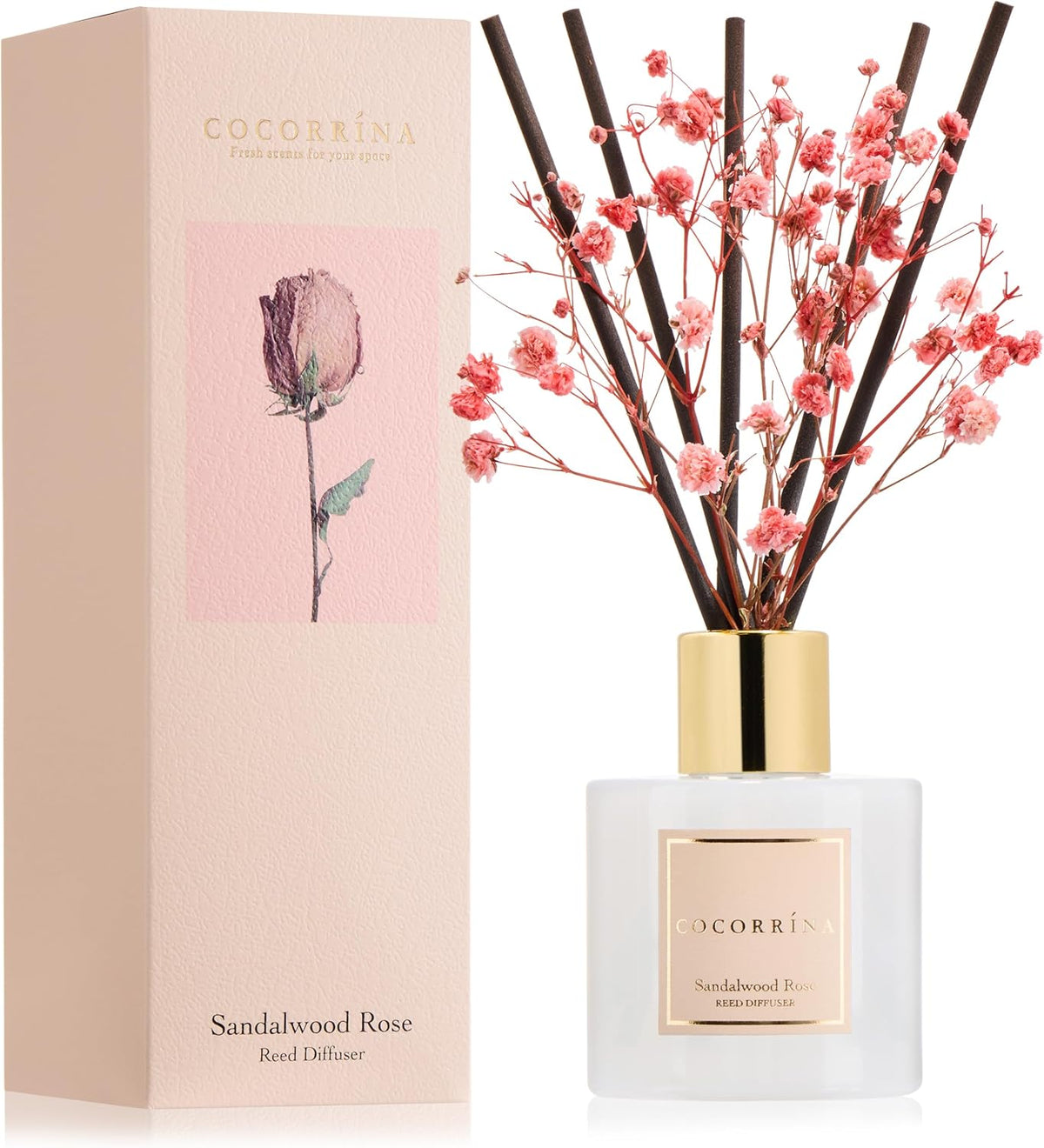 Reed Diffuser - Cashmere Vanilla 6.7 fl oz Reed Diffuser for Bedroom Bathroom Home Décor