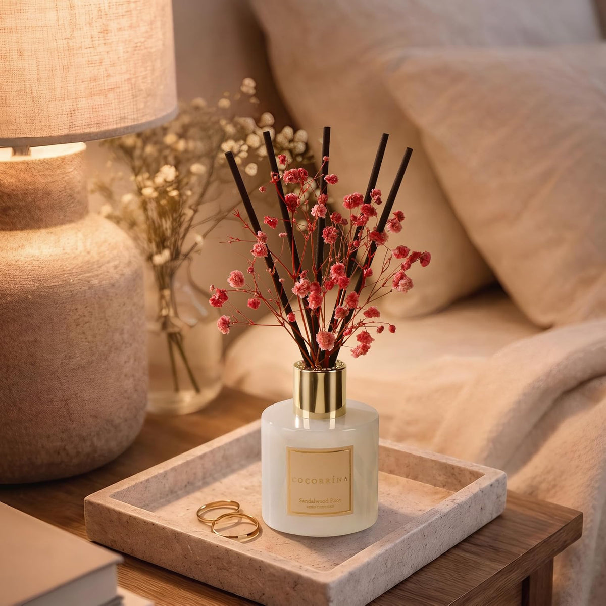 Reed Diffuser - Cashmere Vanilla 6.7 fl oz Reed Diffuser for Bedroom Bathroom Home Décor