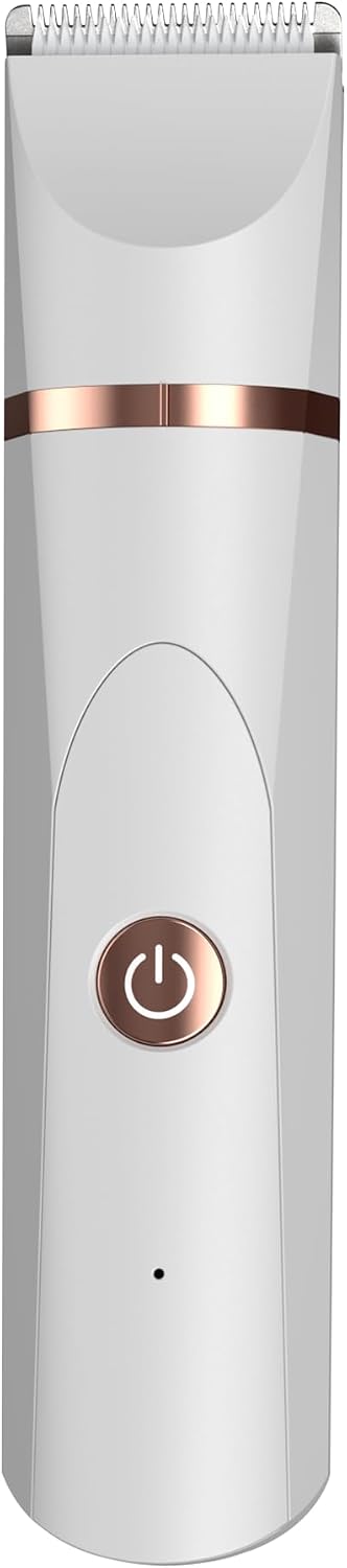 Electric Body Hair Trimmer - Groin Trimmer for Men - Bikini Trimmer Women - Wet/Dry Shaver Groomer, Replaceable Ceramic Blade Heads, USB Recharge Dock, Waterproof Hygiene Razor, White