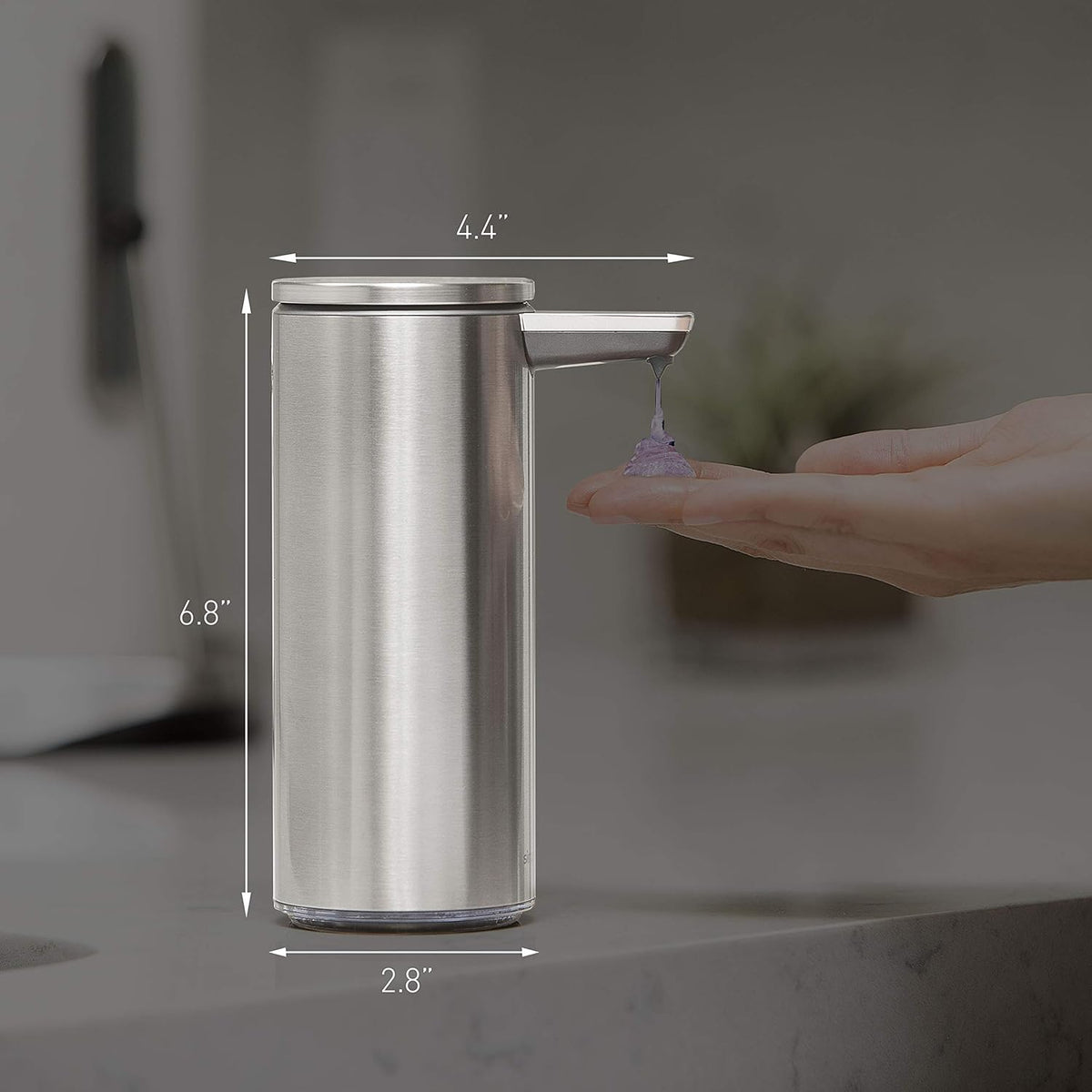 9 oz. Touch-Free Rechargeable Sensor Liquid Soap Pump Dispenser, Brushed Stainless Steel
