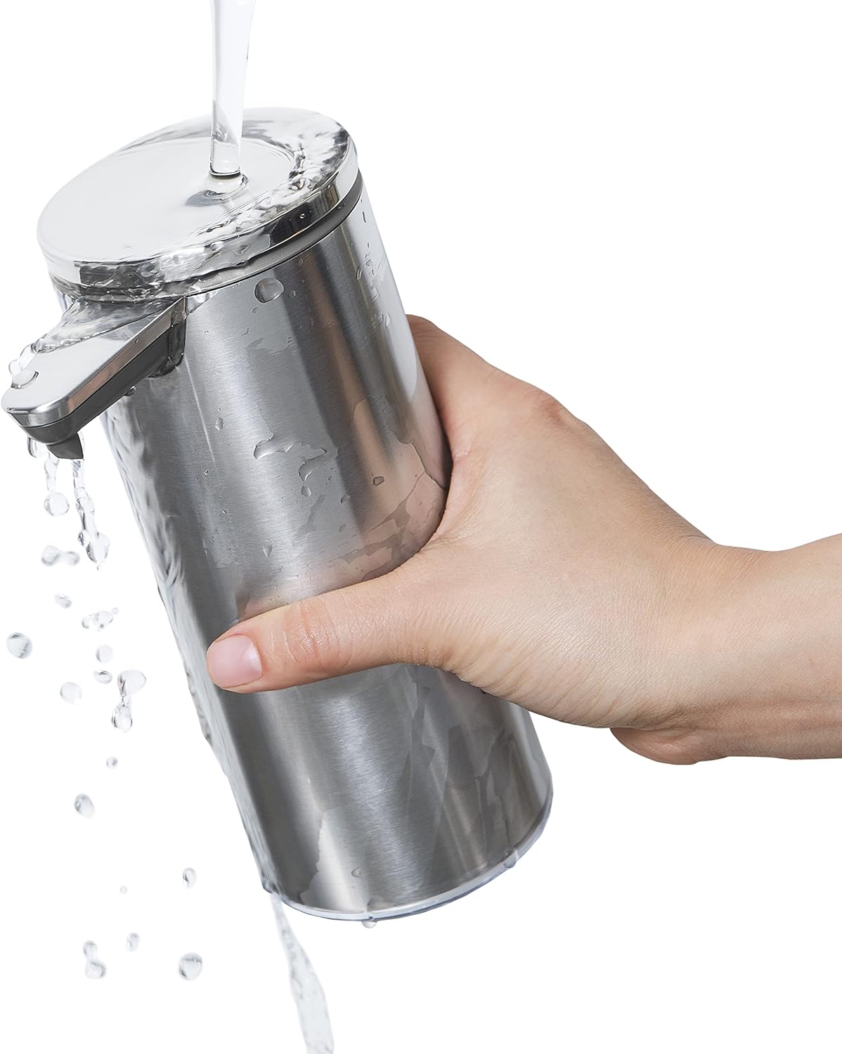 9 oz. Touch-Free Rechargeable Sensor Liquid Soap Pump Dispenser, Brushed Stainless Steel