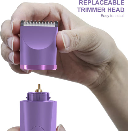 Electric Body Hair Trimmer - Groin Trimmer for Men - Bikini Trimmer Women - Wet/Dry Shaver Groomer, Replaceable Ceramic Blade Heads, USB Recharge Dock, Waterproof Hygiene Razor,Black